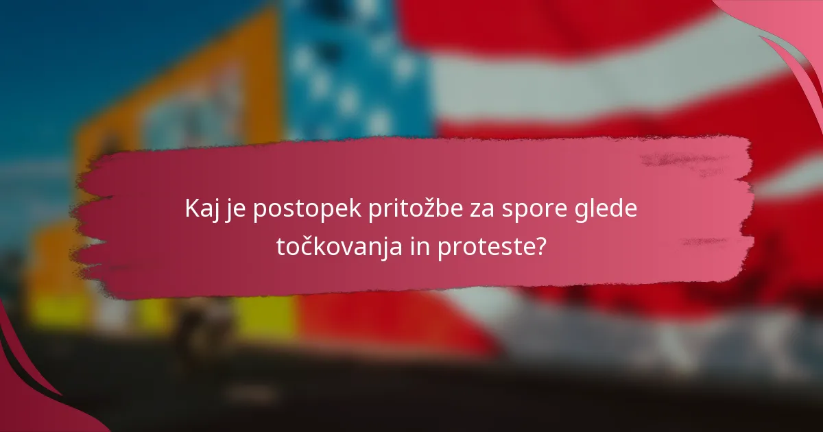 Kaj je postopek pritožbe za spore glede točkovanja in proteste?